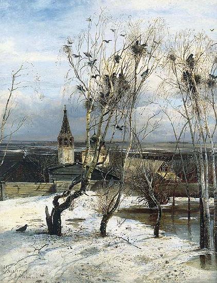 Alexei Savrasov The Rooks Have Come Back was painted by Savrasov near Ipatiev Monastery in Kostroma. oil painting picture